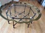 Mid Century Hollywood regency glass coffee table