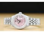 Ladies Rolex Datejust Pink Diamond Dial 18k White Gold & Stainless Steel Watch