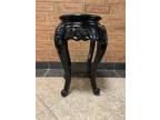 Vintage Chinese Carved Wood Pedestal Plant Stand Table Black