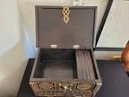 Vintage Large Wood Brass 2 Drawer Dowry Jewelry Chest South Asian Anglo Indian