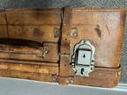 Antique 1800s Leather Suitcase Luggage Tourist Sticker Travel Train Case Prop