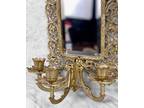 Antique Rococo Bacchus Gold Gilded Candle Holder Sconce Wall Hanging Mirror
