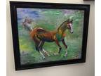 Colt, Horse, Original Oil Painting, Black Frame