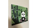 Handmade Panda Acrylic Painting On Canvas Panel 8" X 10”