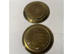 TWO Brass Wall Plates Foil Art Boats In Harbor Scene Made in England 7.5 Inches