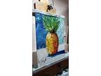 Pineapple 2. 8x10 inch oil on canvas Panel. Impressionism by Roger Gelis