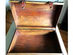 Treasure Chest 19" Leather & Wood Luggage Trunk Case w/ Carry Handle Vintage