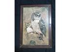 Vintage Richard Hinger Screech Owls Painting
