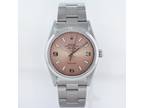 MINT Rolex Air-King 14000 Pink Salmon 34mm Arabic Dial Steel Watch Box