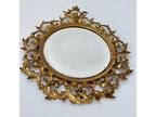 Antique Gilt Cast Iron Rococo Style Wall Mirror Ornate Victorian Gold Frame