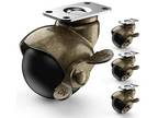 4 Pack 2 inch Antique Brass Ball Casters, Vintage Furniture Caster Wheels, Swive