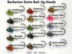 Barbarian Swimbait Jig Heads 4-Pack, 3D Eyes + Premium Mustad Hooks 1/4 or 3/8oz