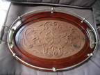 Antique Mahogany Oval Serving Tray with Brass Railing