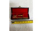 collectible mini minature brass trombone in red velvet black case
