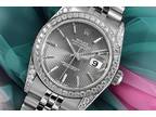 Rolex Datejust 31 mm Grey Index Dial Stainless Steel Diamond Ladies Watch