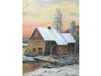 Original Oil on Canvas Painting Realism -signed,dated Scandinavian style Cottage