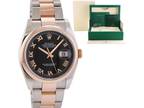 MINT Rolex DateJust Two Tone Steel 36mm 116201 Rose Gold Black Roman Watch