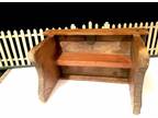 Antique Vtg 14" Long Golden Oak Spoon Carved Hand Made Foot Step Stool