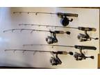 Lot of 5 Ice Fishing Combo Rod & Reel St Croix, Fenwick, HT, Abu Garcia