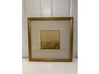 Watercolor Abstract Signed Silk Shantung Mat /Gold Frame 21.5 X 21.5 Inches 2002