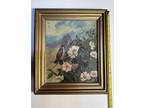 Antique Gold Painted Frame With Bird And Flower Canvas Painting