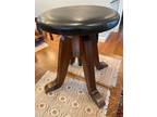 Antique Hamilton Mfg Co. Adjustable Height Mahogany Piano Stool