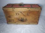 Early 19thc HIDE Covered Brass Tacks WOOD Domed Top DOCUMENT BOX Hand Crafted