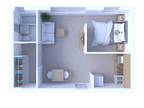 2Sisters Apartments - Convertible Studio Floor Plan L1