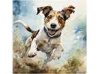 Watercolor Jack Russell Terrier Painting Art Print 8x11 inch