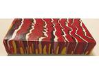RED WAVES Abstract Arcylic Canvas Wall Art 10" x 10" x 1 3/4" Signed 2002