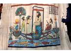 Vintage Large Papyrus Egyptian Queen Hand Painted READ DESCRIPTION IT IS TORN