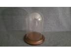 Vintage Glass Display Dome Globe Cloche-7"H x 4"W w/ Wood Base