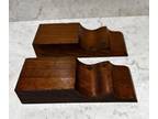 Pair Antique Chestnut Scroll Cut Furniture Applique Onlay Ornament Shelf Support