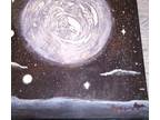 NEW ORIGINAL ACRYLIC PAINTING 8x10 MOON AND STARS SIGNED