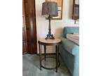 Round Coffee/End Table Double-tiered Marble and Glass