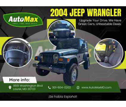 2004 Jeep Wrangler for sale is a Green 2004 Jeep Wrangler Car for Sale in Laurel MD