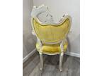 Vintage French Provincial Louis XVI Rococo Off White Gold Tufted Chair Mustard
