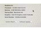 Apple MacBook Air 13-Inch 2014 Core i5 1.4GHz 4GB RAM