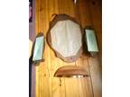 Vintage 70's Wood Wall Mirror, Shelf and Candle Sconces Set Cornwall S.Paris ME