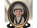 Antique Irish Nurse's Portrait Porcelain 19th Century Ruffled Cap Gilded Frame