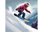 Original Painting of a Man Snowboarding 17” by 11” Poster