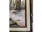 Duchamp Brutalist Brooklyn Bridge Original Oil on Board Framed Signed See Pics