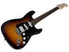 Monoprice Cali Classic HSS Electric Guitar with Gig Bag Sunburst Body 6 String