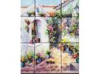 Mijas Pueblo Courtyard Home Velasco Spain Painted Wood Tiles Art Framed Picture