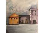 10 x 10.5" Original Gouache Painting - "Calle Lisboa"