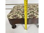 Vintage Antique Ornate Floral Fabric Padded Foot Stool Footstool Wood Legs - HBN