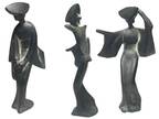 MCM Art Deco Japanese Geisha Girl Figures James Mont Style Green Pantina