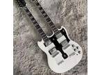 12+6 Strings Electric Guitar White Double Neck SG Black Fretboard Mahogany Body
