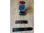 Nomos Zurich Weltzeit World Time Blue Dial Black & Brown Leather Men's Watch 807