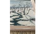 Oil On Canvas Signed By B. Moore Snowscape Painting of A Winter Stream